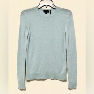 Theory Cashmere Karenia Crewneck Sweater Pullover Light Blue Soft Light P